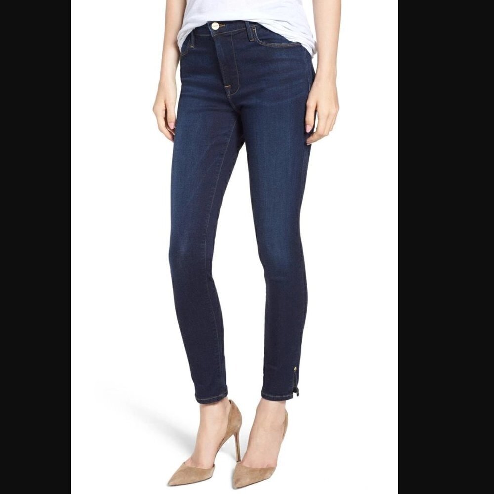 FRAME Le High Slit Hem Skinny Jeans